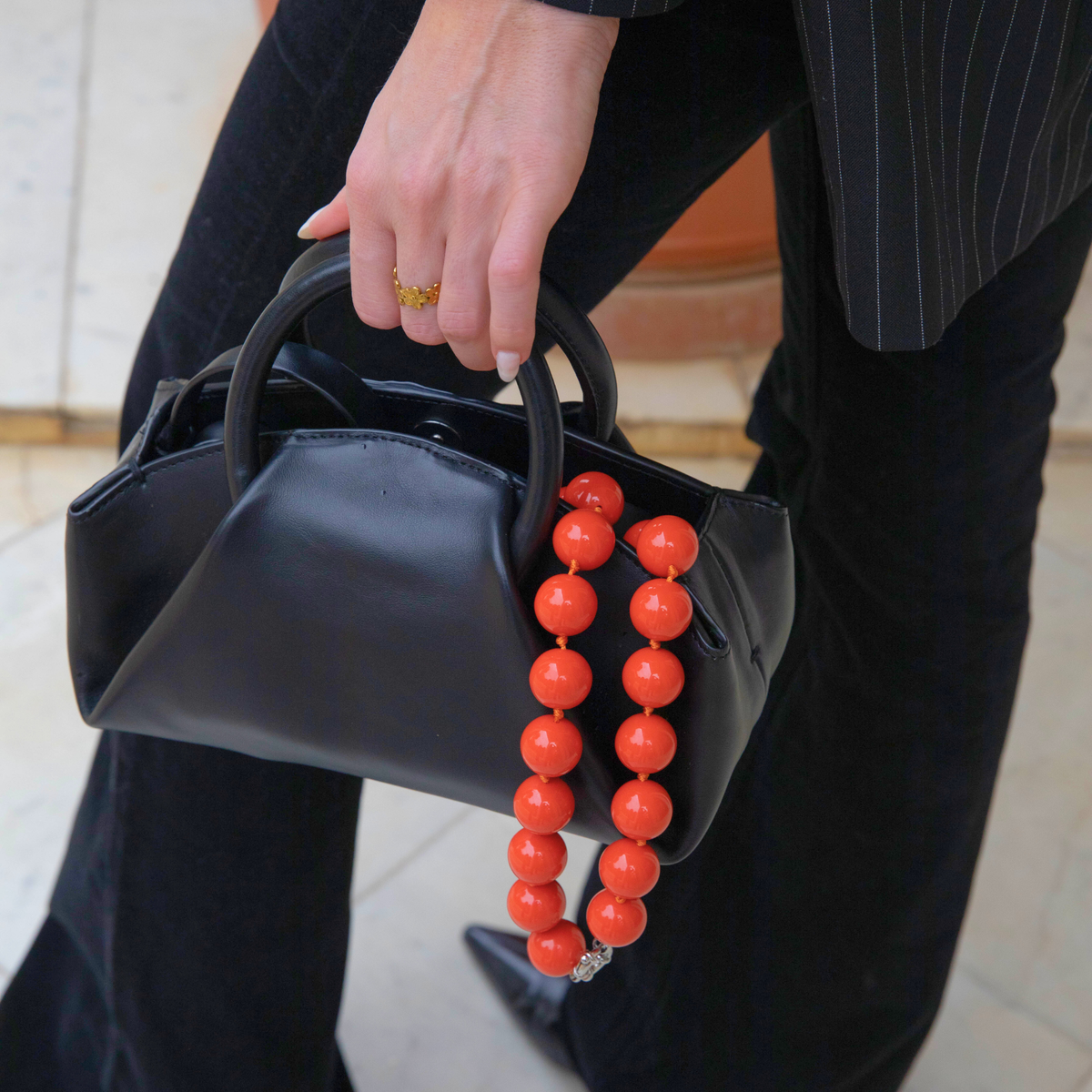 Collier « Coral Chic » avec perles rouges XL