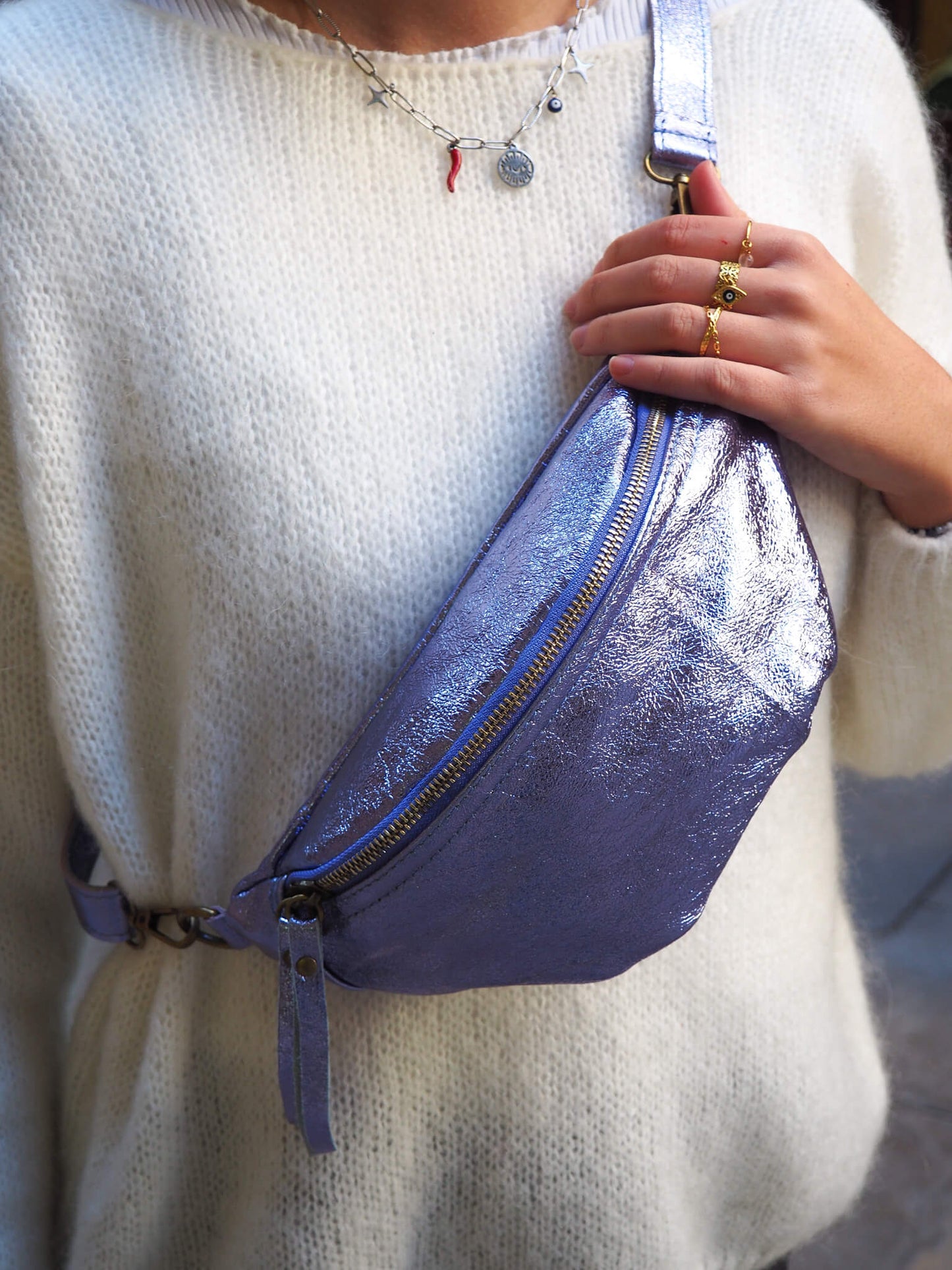 Sac banane Lou en cuir Lilas