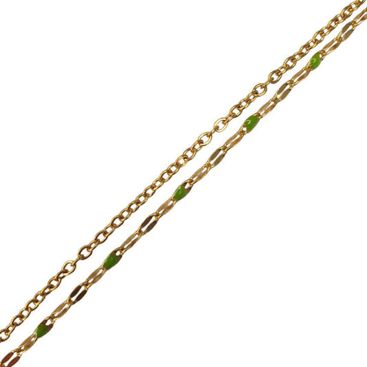 Bracelet Double Chaîne Olive en Acier Inoxydable