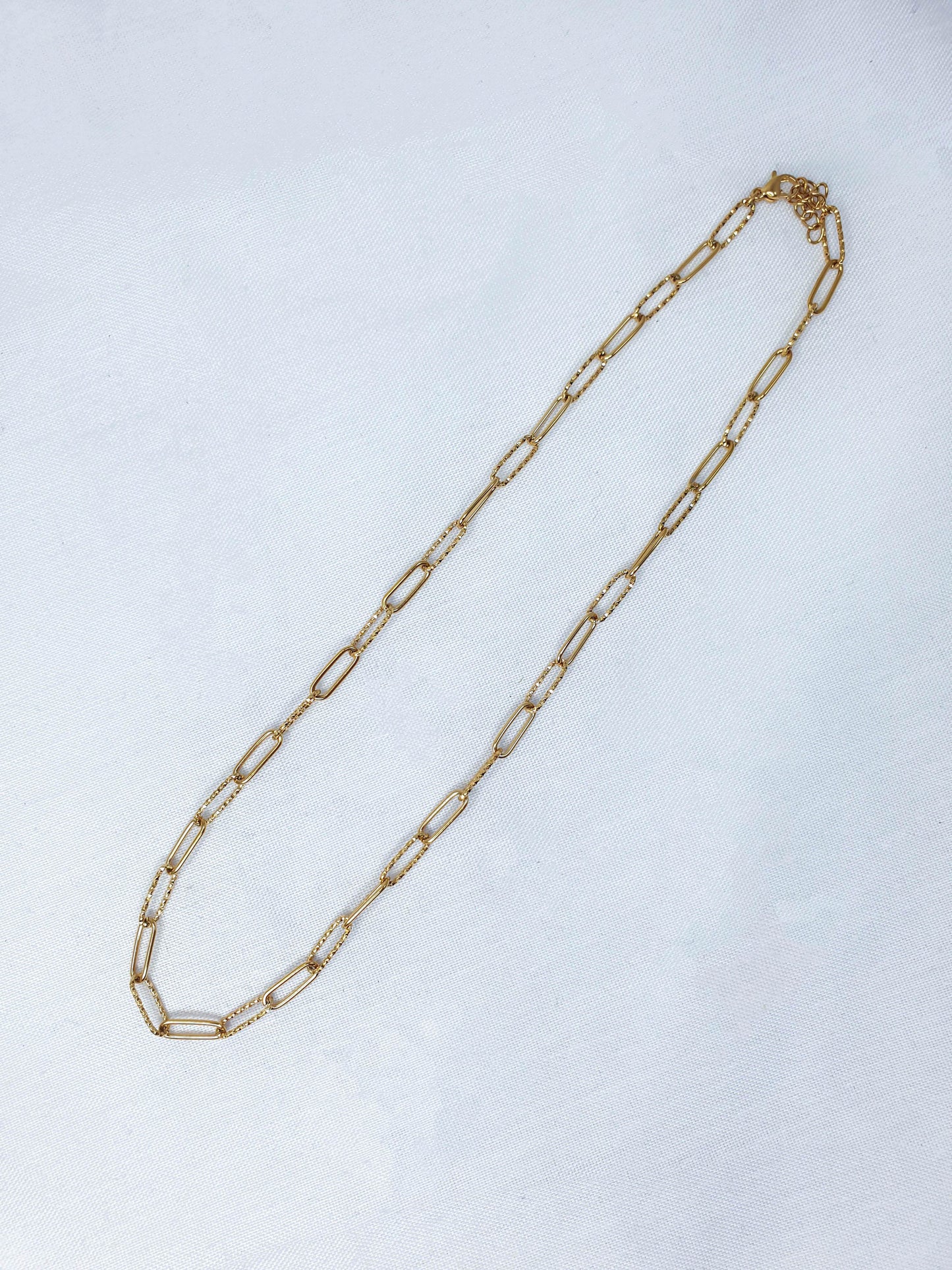 Stainless Steel Ribbed Trombone Necklace 