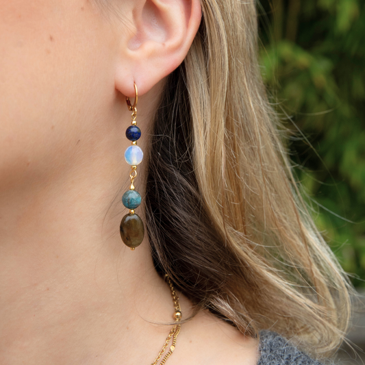 Pendientes “Olas del Norte” con Piedras Naturales