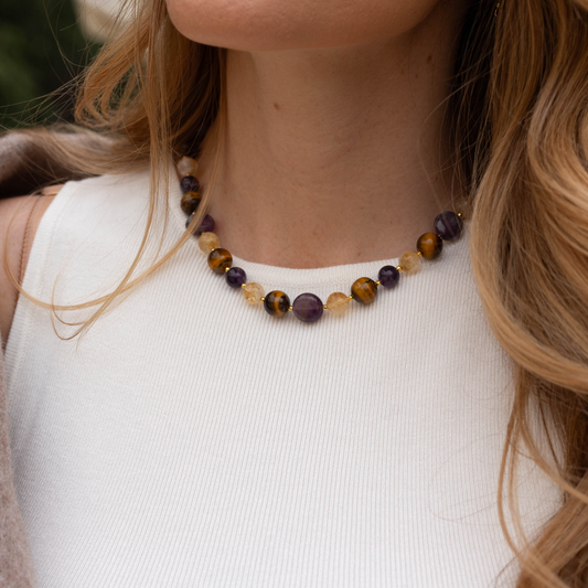Collar Aurora Amatista con Piedras Naturales