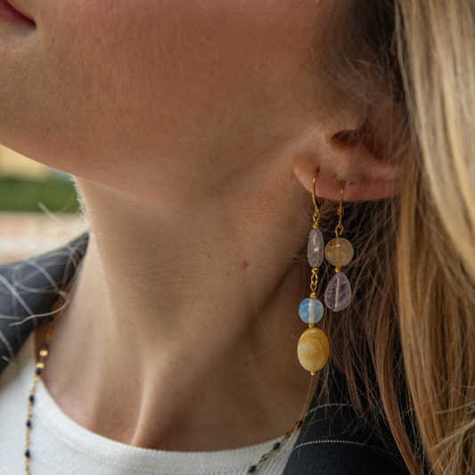 Pendientes "Aurora Dorada” con Piedras Naturales