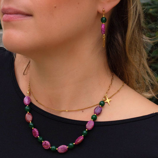 Collar “Estrella Magenta” con Piedras Naturales