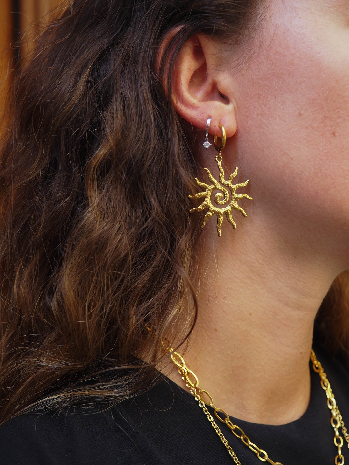 Boucles d'oreilles soleil spirale