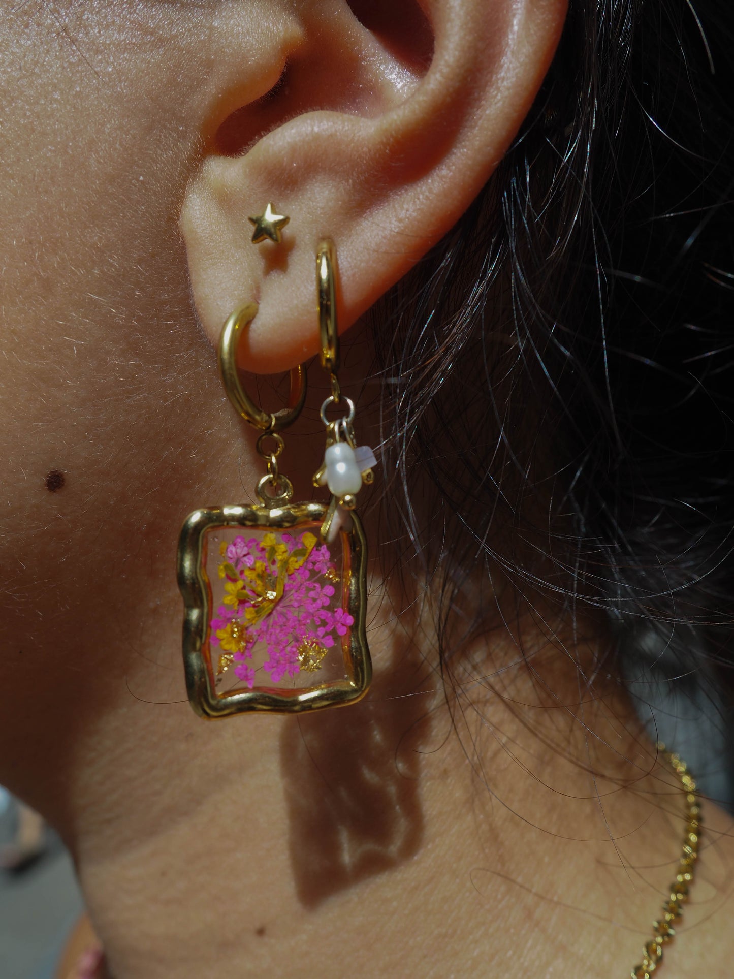 Pendientes resina botanica