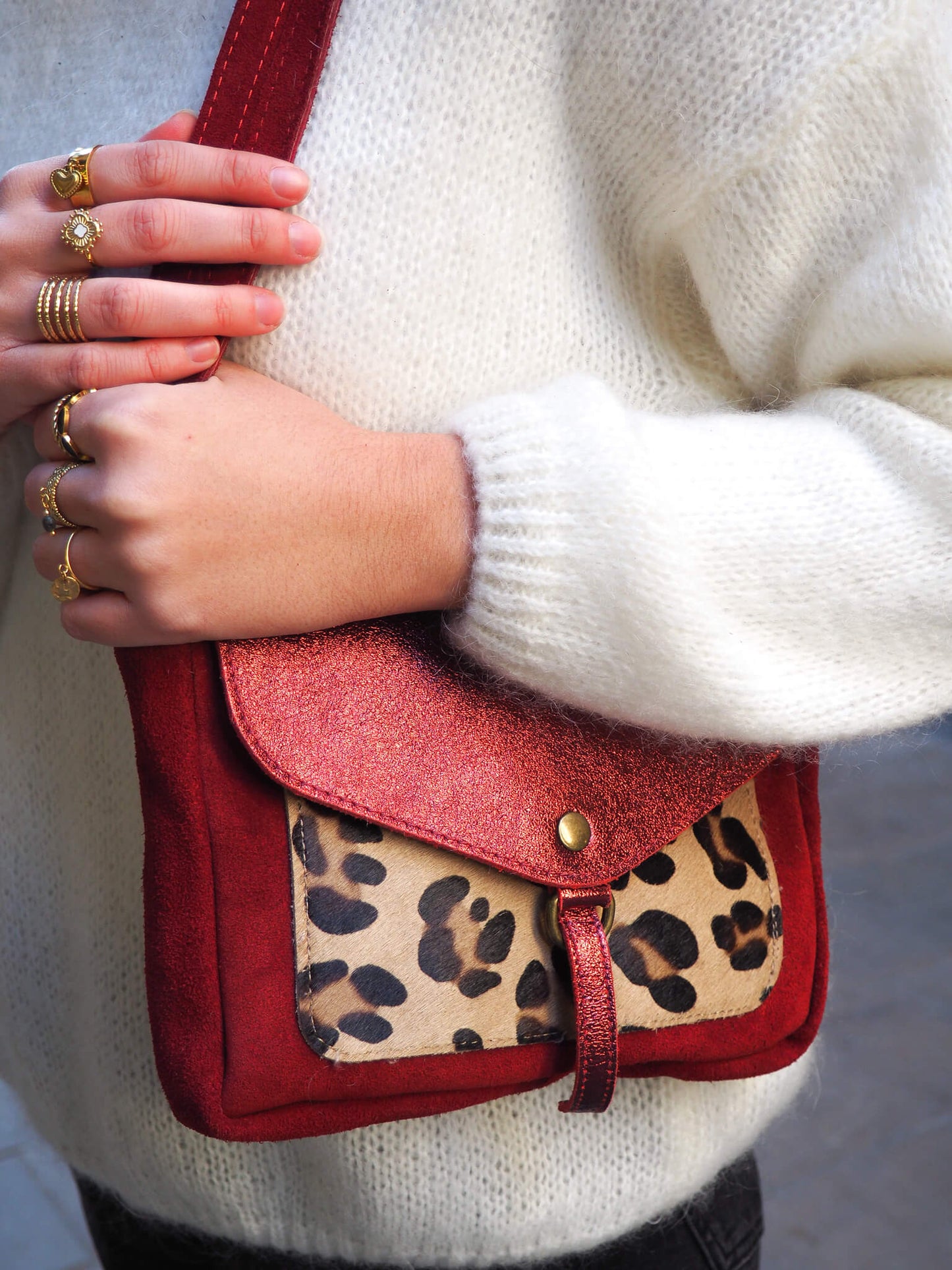 Sac Salvaje bandoulière en cuir vert