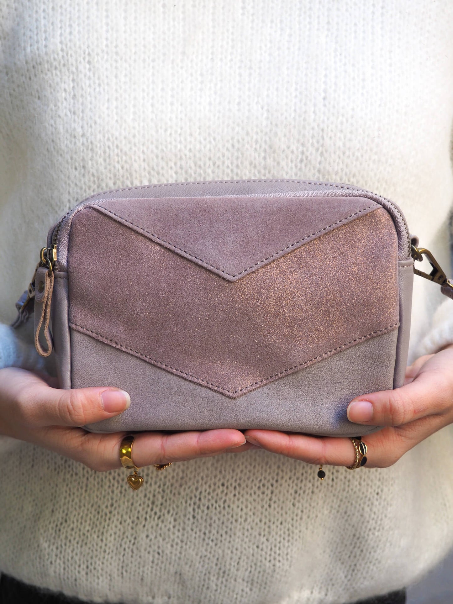 Sac Amélie bandoulière en cuir Turquoise