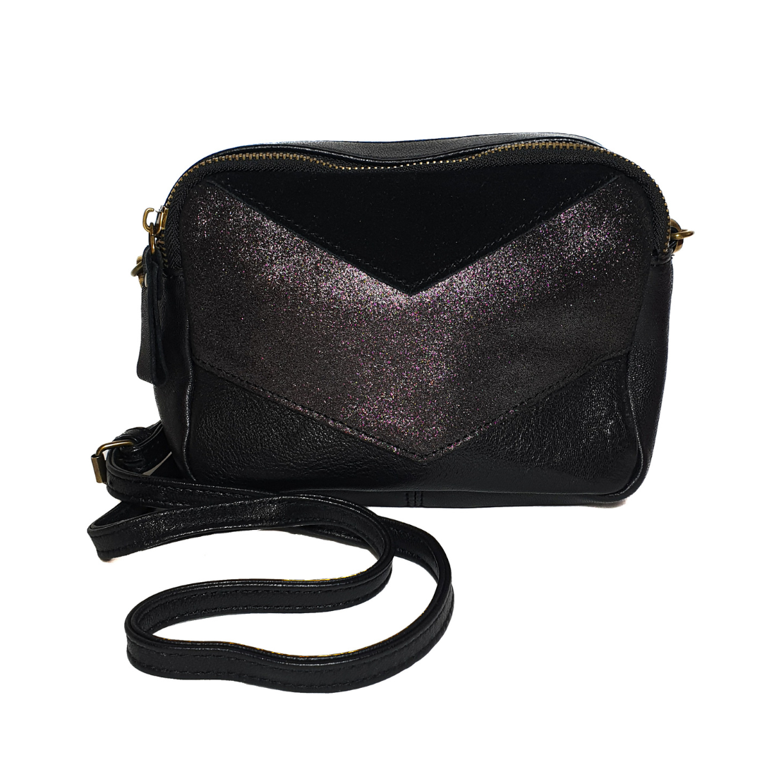 Bolso bandolera Amélie de cuero negro