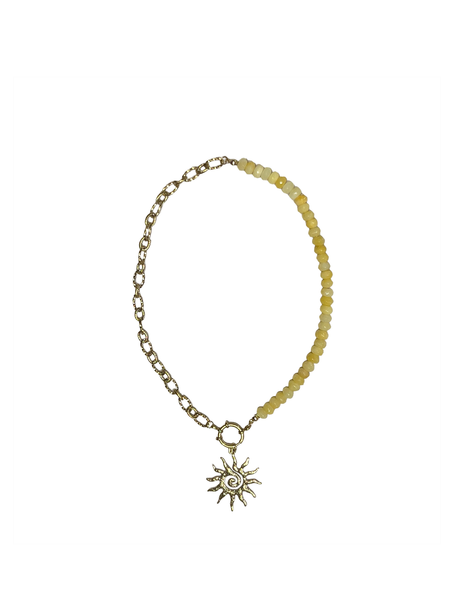 Collar «sol amarillo» con perlas amarillas y cadenas&nbsp;
