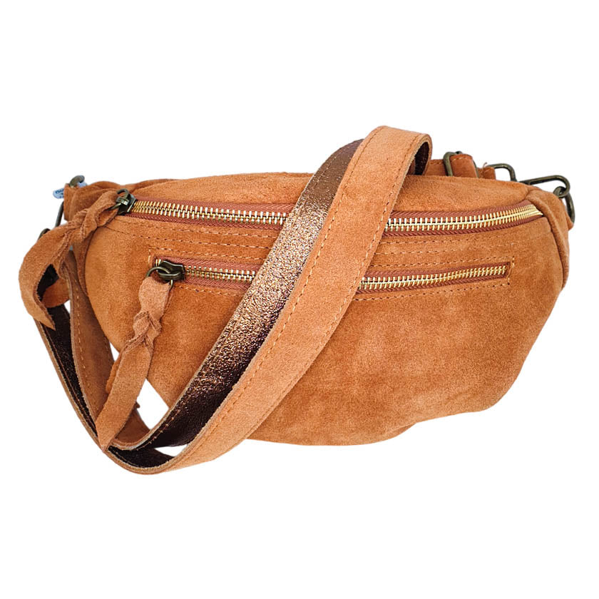 Zoe camel leather fanny pack