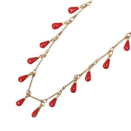 bijoux femme barcelone acier inoxydable laiton plaqué or doré fait main collier laiton émail coloré pampilles rouge