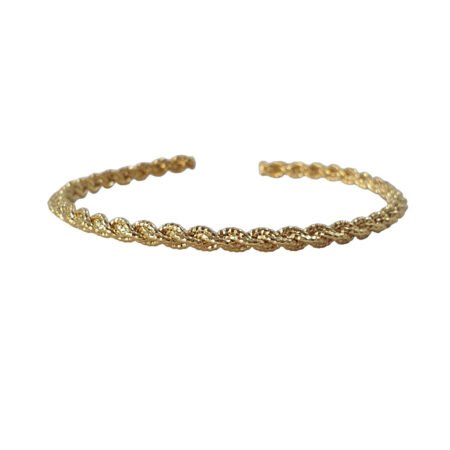 bijoux femme barcelone acier inoxydable laiton plaqué or doré fait main bracelet jonc ajustable torsadé