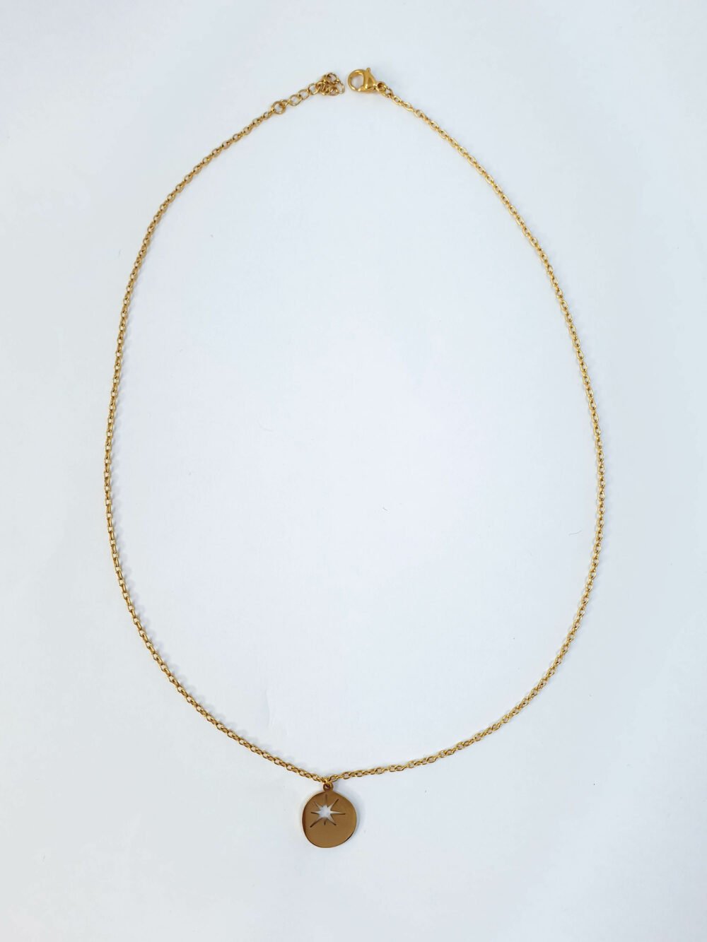 bijoux femme barcelone acier inoxydable laiton plaqué or doré fait main collier médaillon pendentif étoile