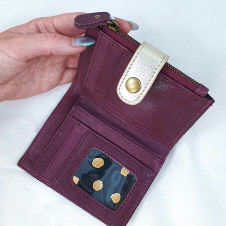 bijoux femme barcelone accessoires maroquinerie porte monnaie cuir coloré rangements cartes monnaie billet violet foncé