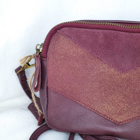 sac amélie bandoulière cuir bordeaux violet barcelone